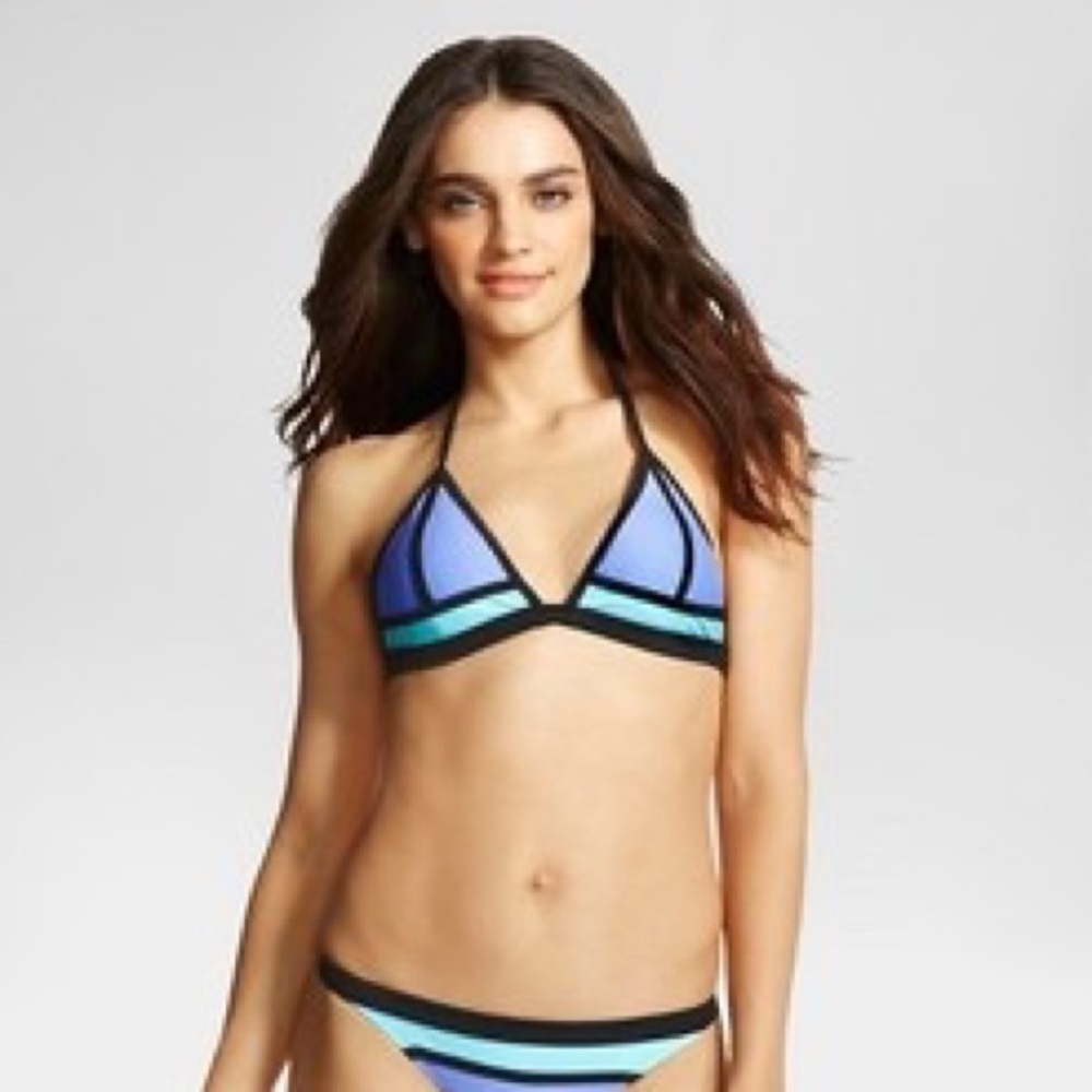 Xhilaration Color Block Triangle Bikini Top